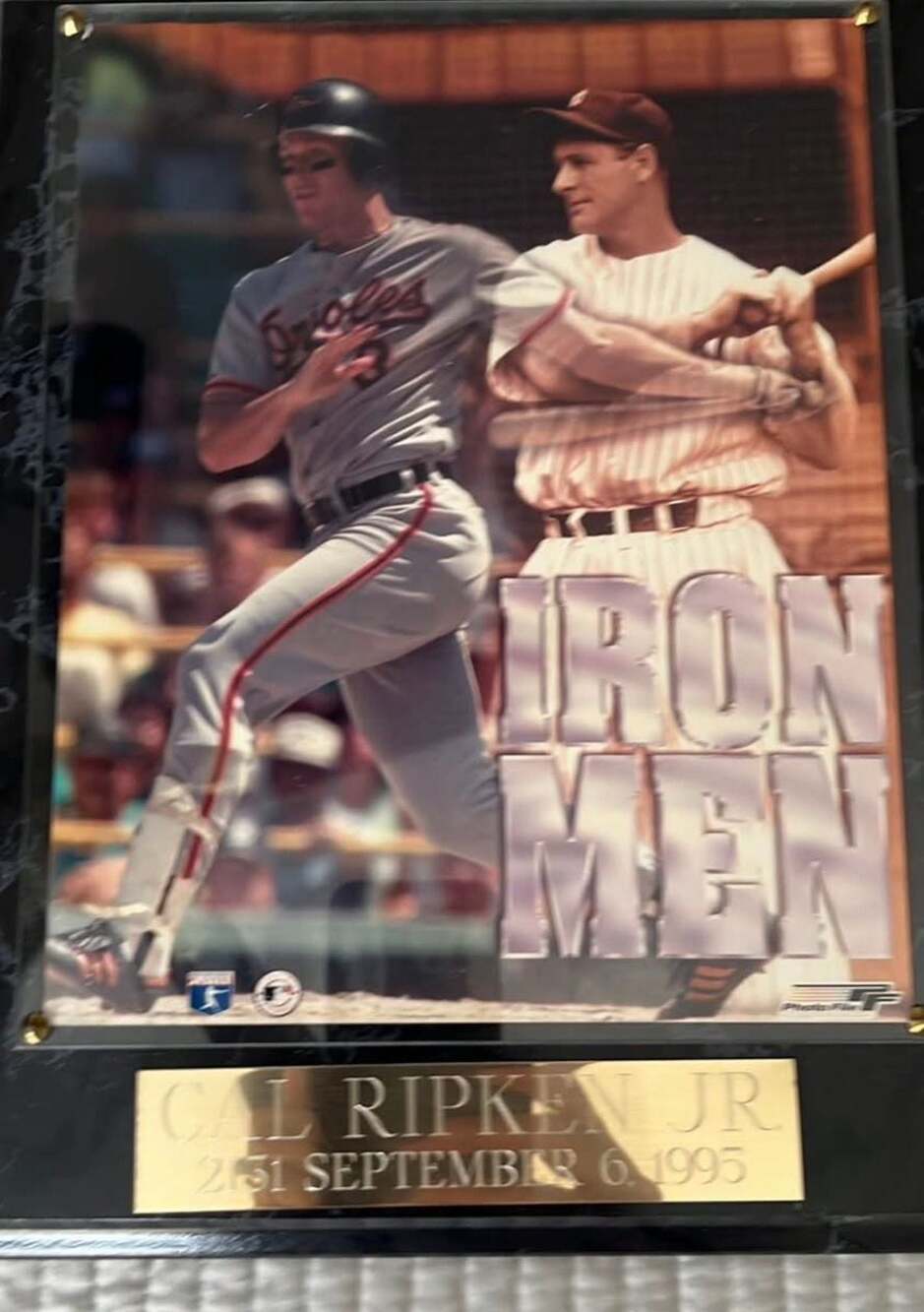 Photo File Cal Ripken Jr. and Lou Gehrig Iron Men Framed Plaque